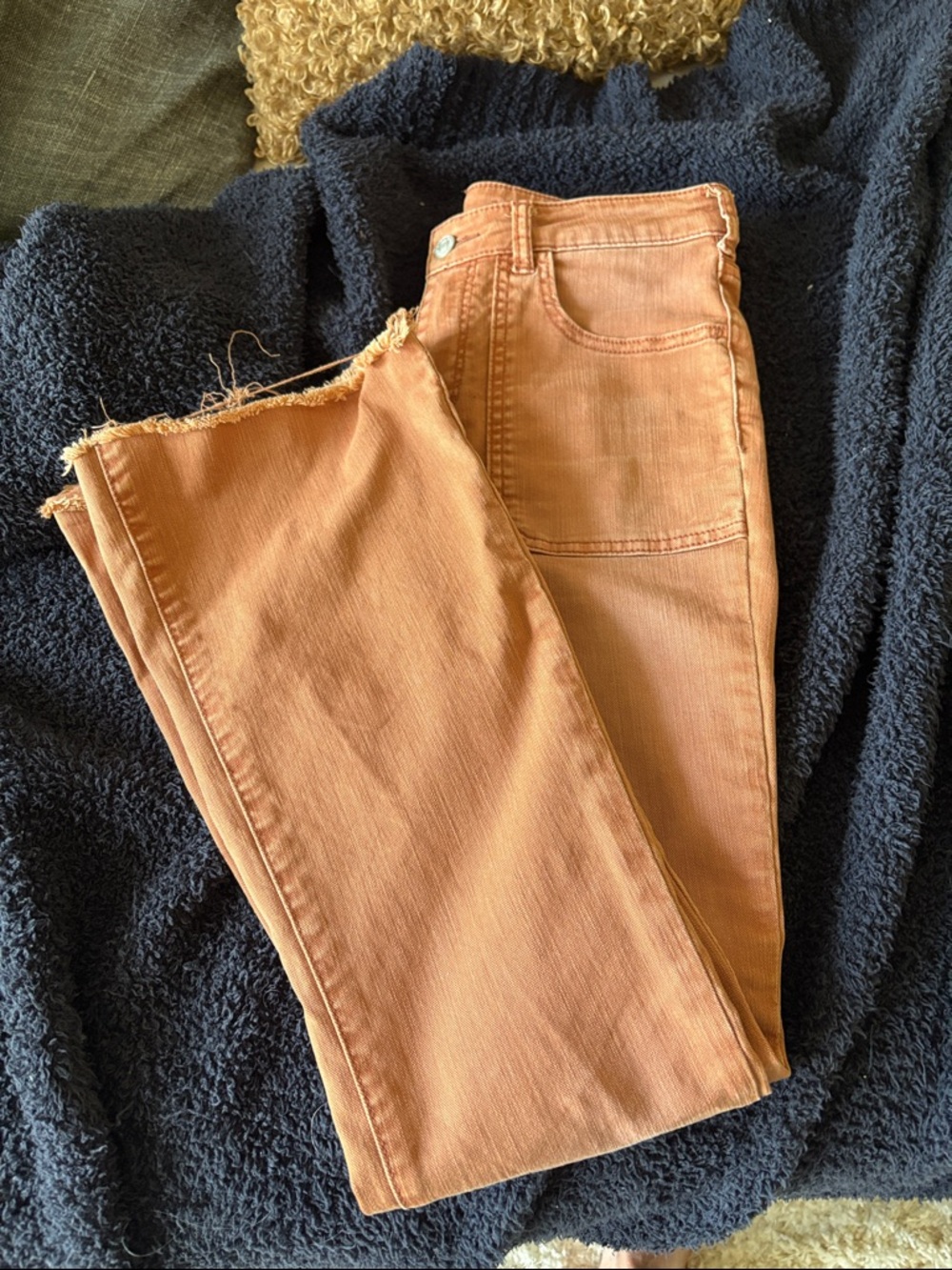 Anthropologie Rust-Colored Jeans - Stylish Low Rise frayed slight bell bottom